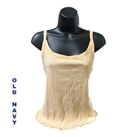 OLD NAVY Fitted Cropped Lettuce-Edge Rib-Knit Tank Top for Women - Picture 2 of 3